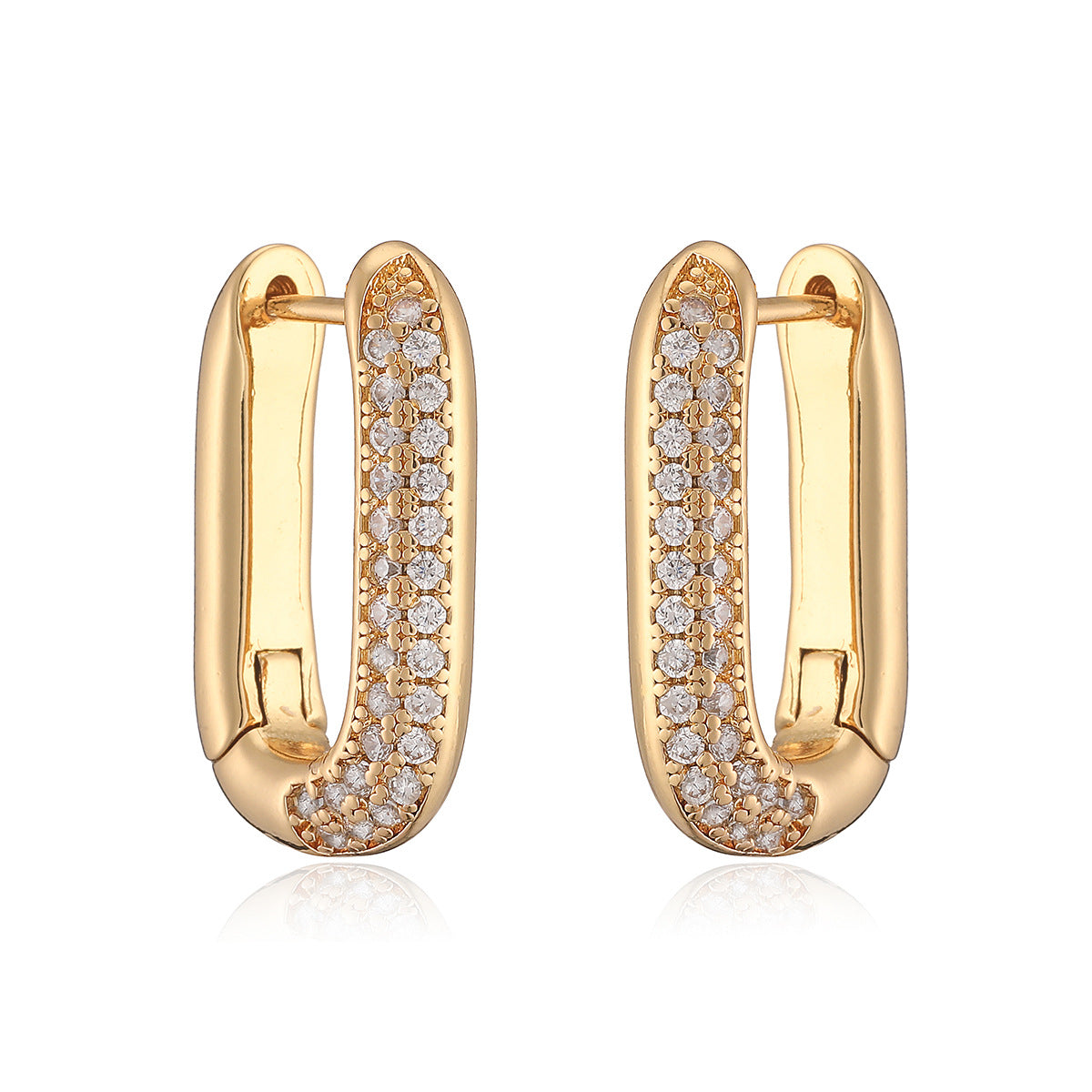 Elegant Geometric Gold Plated Brass Cubic Zirconia Earrings for Women