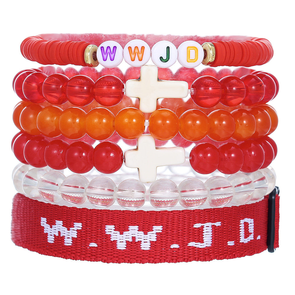 Unisex Geometric Cross Round Resin Bracelet