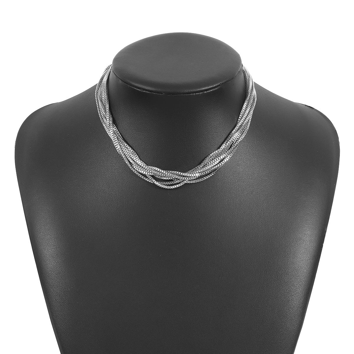 Collar minimalista trenzado ondulado de tres tonos para mujer con cadena de hierro galvanizado gargantilla para capas
