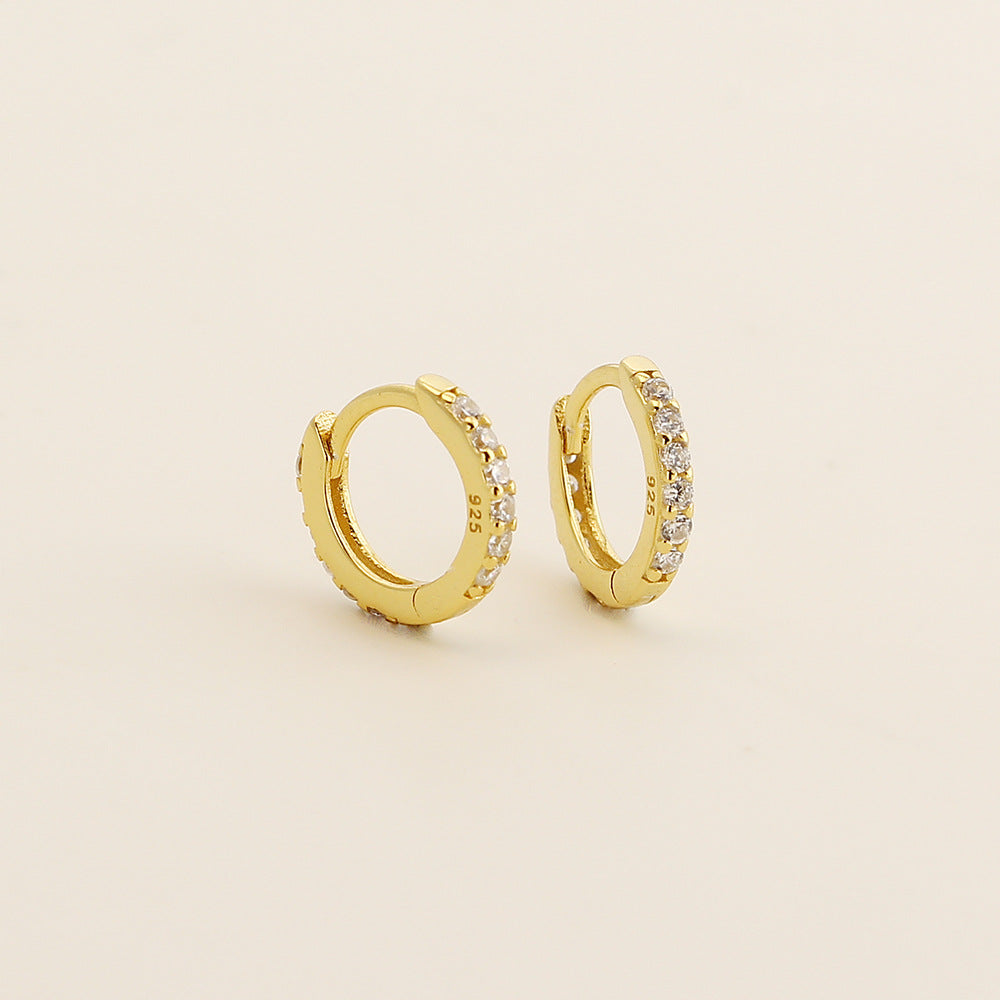 Pendientes de aro de plata de ley 925 con diseño geométrico de estilo vintage con incrustaciones de diamantes de imitación para mujer