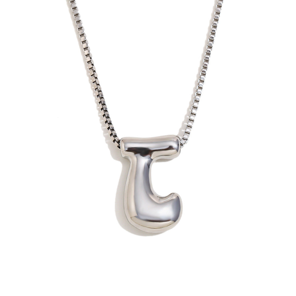 Minimalist Fashion Letter Necklace for Women Stainless Steel Pendant with 18K Gold Plating