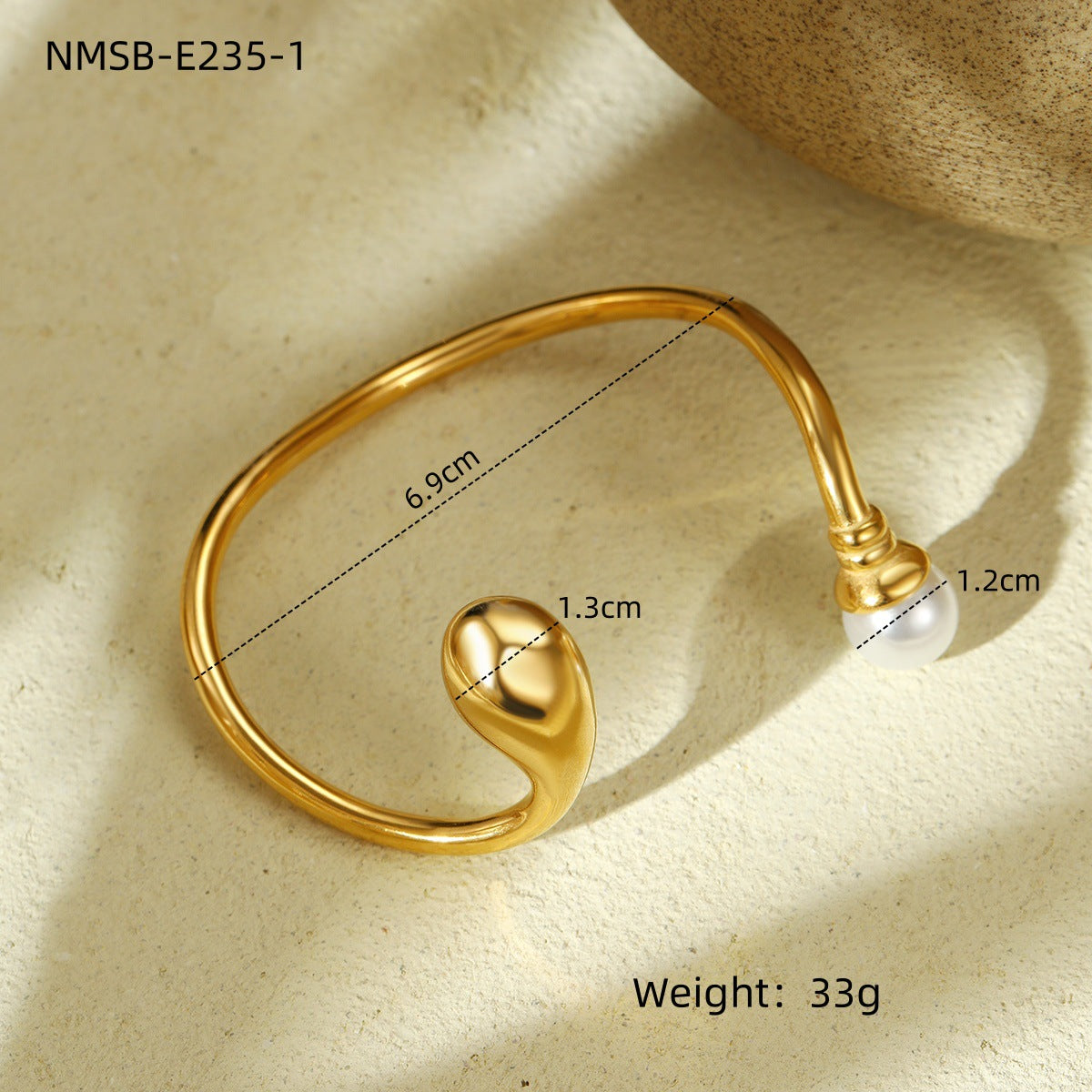 Fashion Minimalist Irregular Round Titanium Steel Bracelet Set with Electroplated Finish for Women