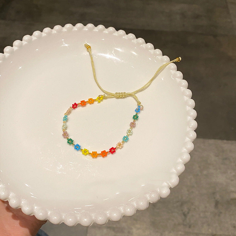 Sweet Geometric Glass Seed Pearl Bracelet