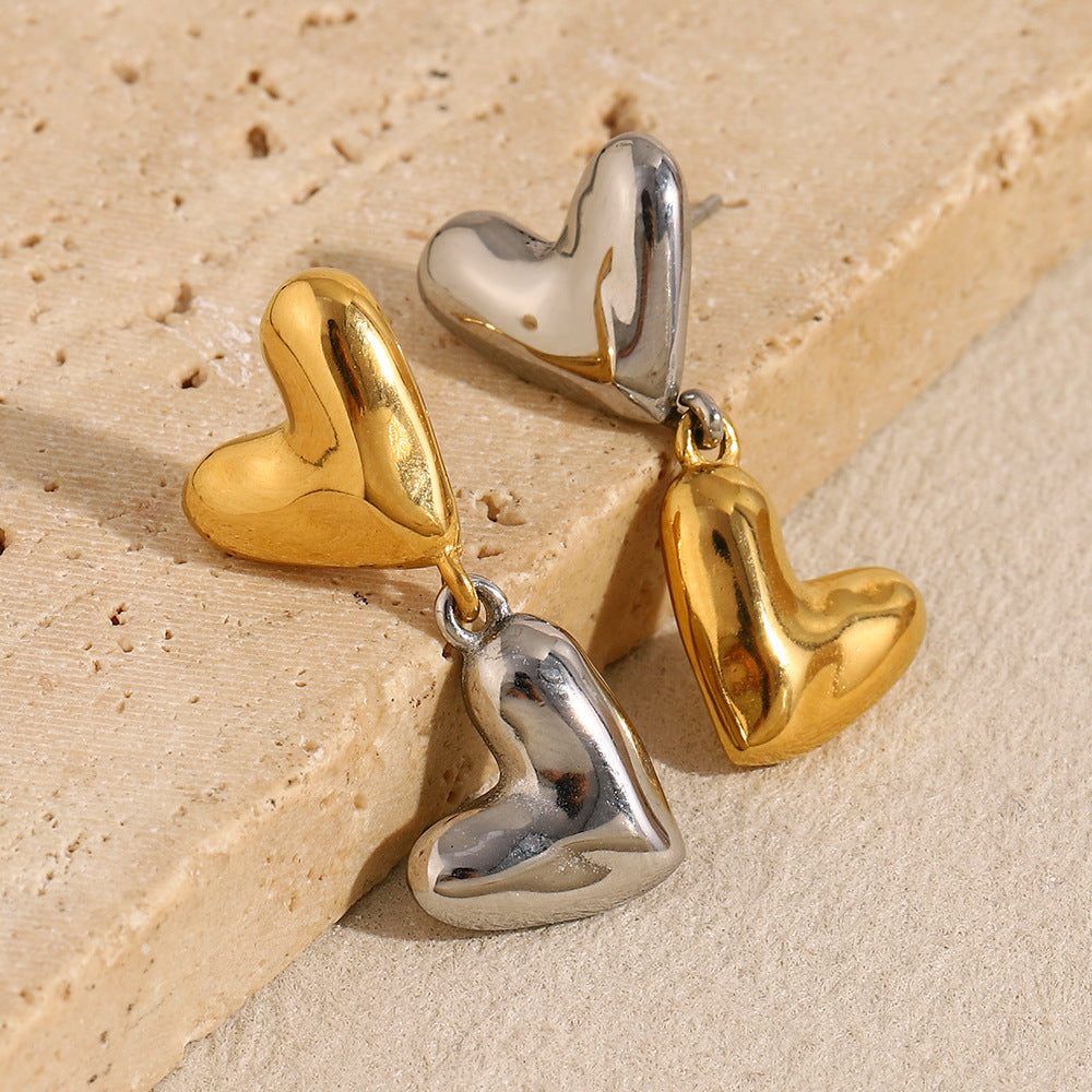 Minimalist Fashion Heart-Shaped 316L Stainless Steel Earrings with 18K Gold Plating for Women