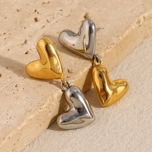 Minimalist Fashion Heart-Shaped 316L Stainless Steel Earrings with 18K Gold Plating for Women