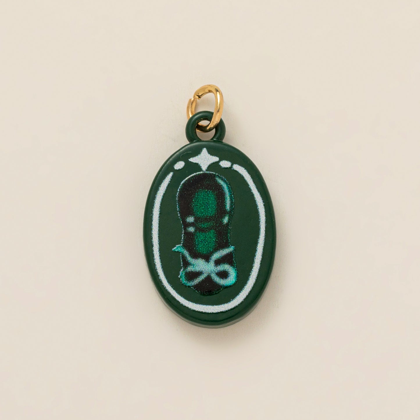 Vintage Plated Brass Ceramic Crab Lobster Clover Flower Charm Bar