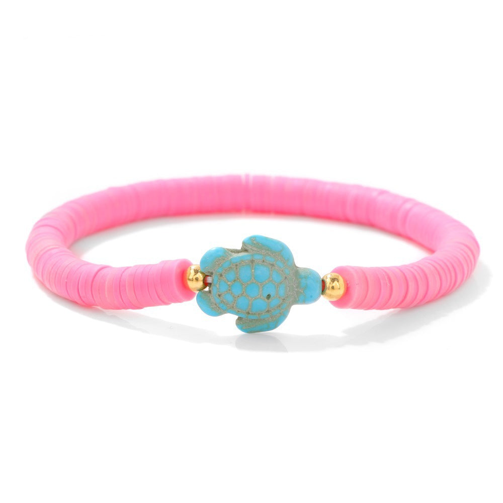 Bohemian Turquoise Turtle Resin Bracelet Unisex Handmade Elastic Bangle