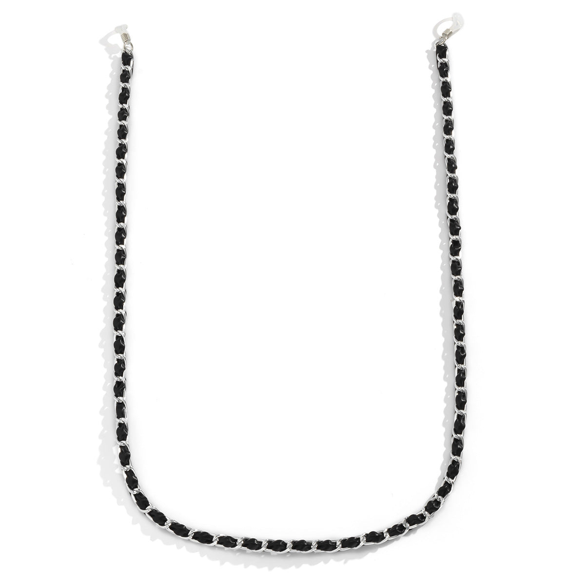 Punk-Style Geometric Pendant Necklace for Women with PU-Wrapped Metal Chain and Electroplated Finish