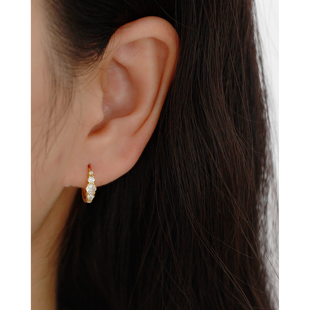 Elegant 925 Sterling Silver Geometric Round Cubic Zirconia Hoop Earrings for Women