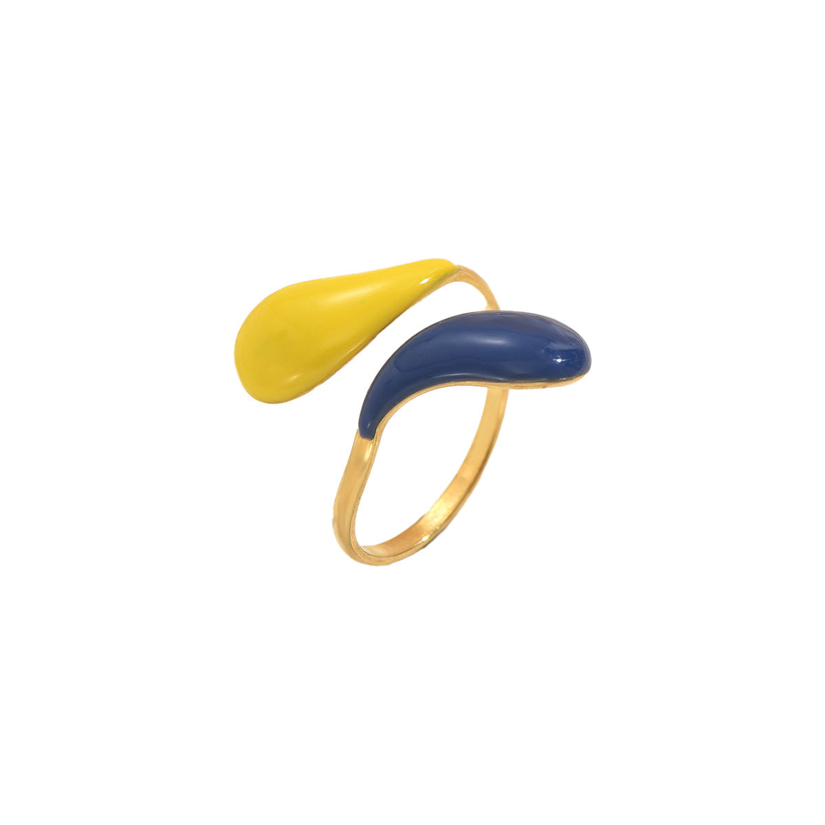 Anillo Abierto Geométrico Esmaltado de Moda para Mujer en Cobre con Estilo Minimalista y Urbano