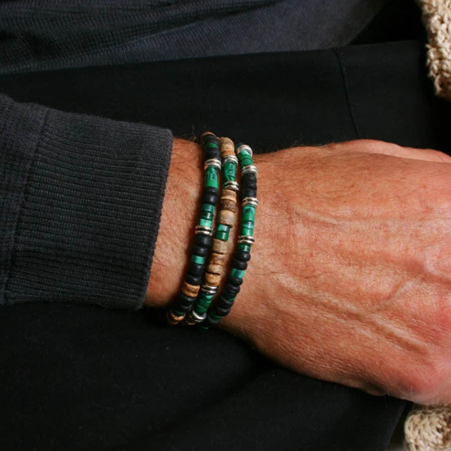 Vintage Punk Matte Brass Bracelet Set with Cubic Zirconia Crown Lion Head and Dice Beads