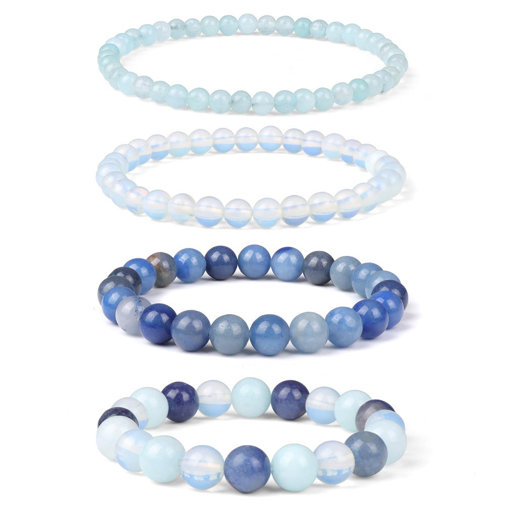 Geometric Natural Stone Beaded Bracelet Set Unisex Handmade Jewelry
