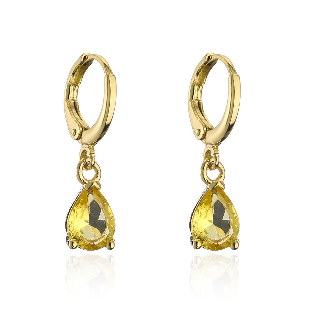 Vintage Geometric Dangle Earrings in Copper with Real Gold Plating and Micro-Pavé Zirconia for Women