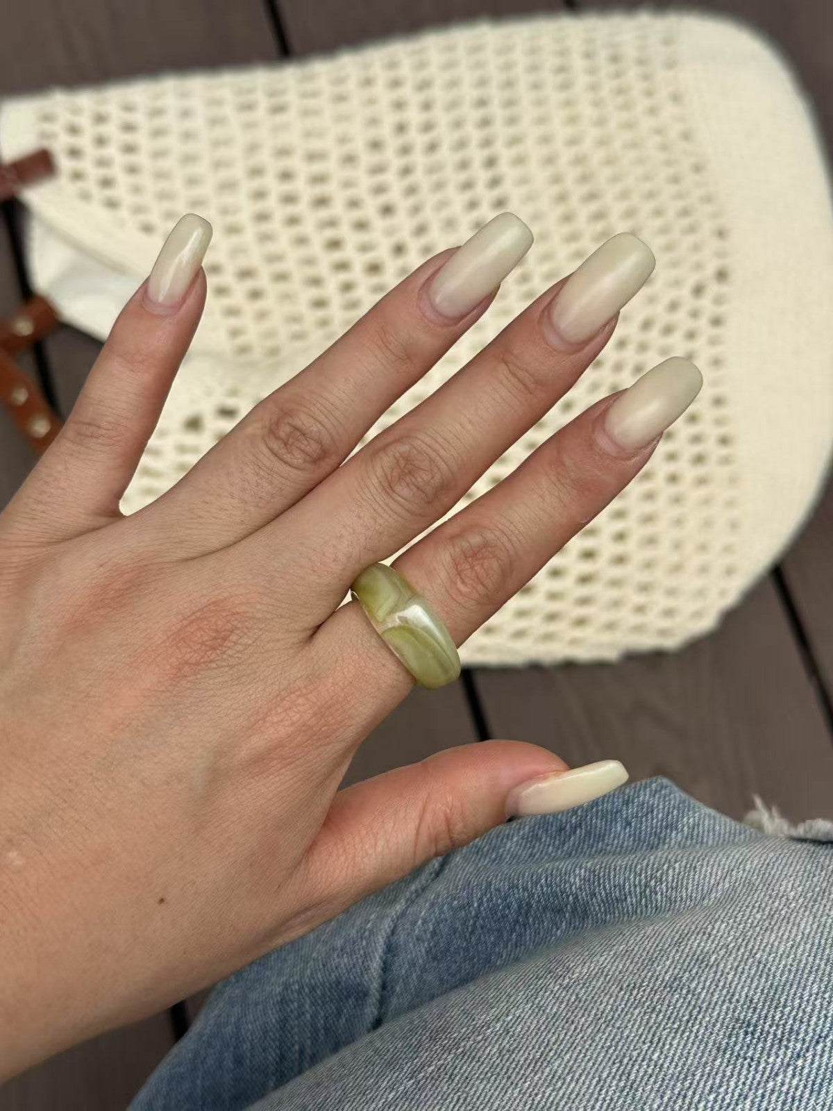 Vintage Casual Geometric Drip Oil Acrylic Ring