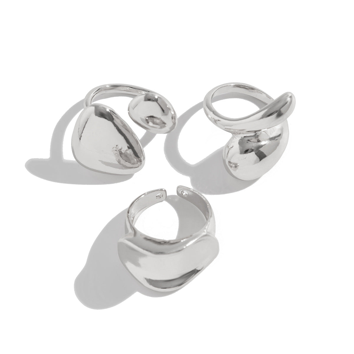 Minimalist Geometric Teardrop Zinc Alloy Plated Ring Set for Women