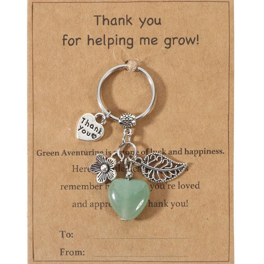 Vintage Heart Crystal Agate Alloy Keychain Charm
