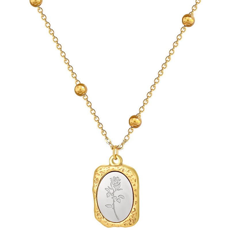 Collar minimalista de acero de titanio con colgante cuadrado geométrico para mujer, cadena corta de clavícula con incrustaciones de diamantes de imitación, estilo de oficina a la moda