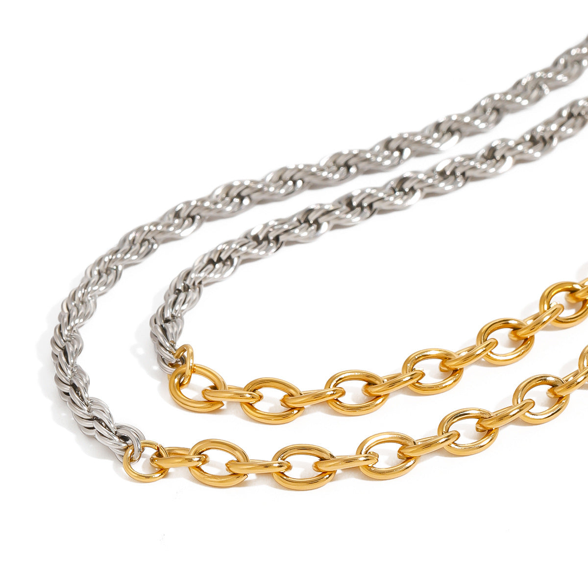 Collana Minimalista Irregolare in Acciaio Inossidabile con Dettagli Placcati in Oro 18K da Donna