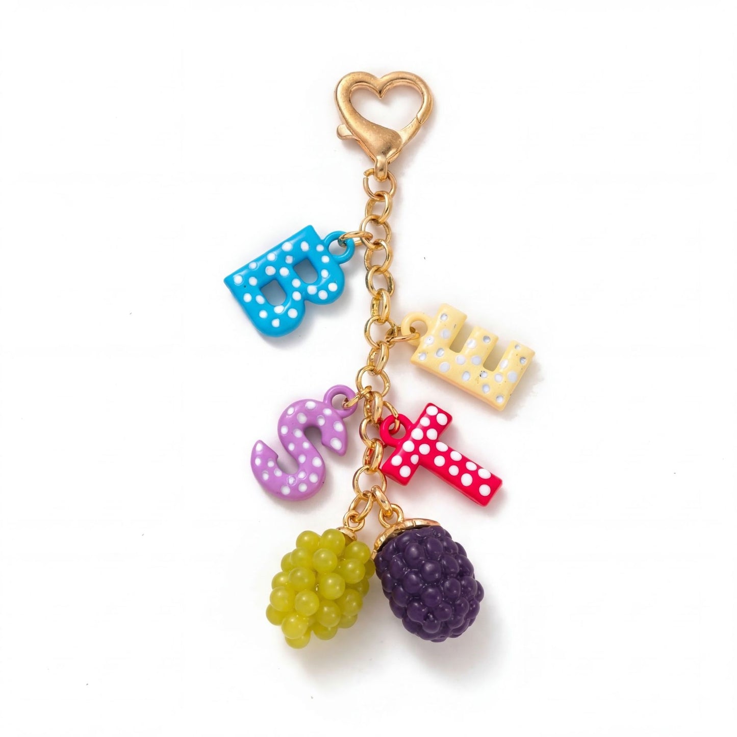 Creative Floral Resin Keychain with Rhinestone, Tassel, Letter and Ball Charms