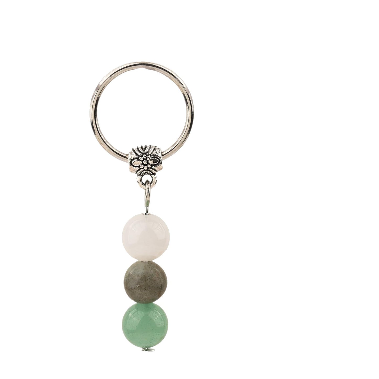 Vintage Heart Crystal Agate Alloy Keychain Charm