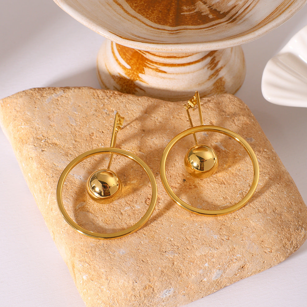 Orecchini a polsino geometrici circolari cavi minimalisti in acciaio inossidabile placcati oro 18 carati da donna