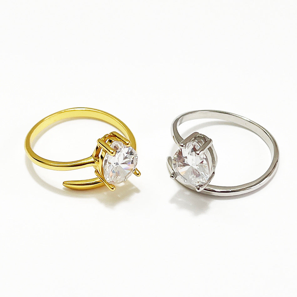 Anello da donna in argento sterling 925 con numeri e intarsio di diamanti