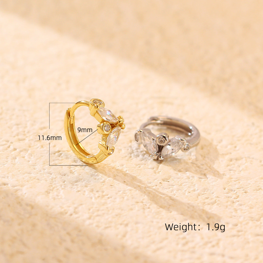 Orecchini a perno geometrici minimalisti in argento sterling S925 con intarsio di strass da donna