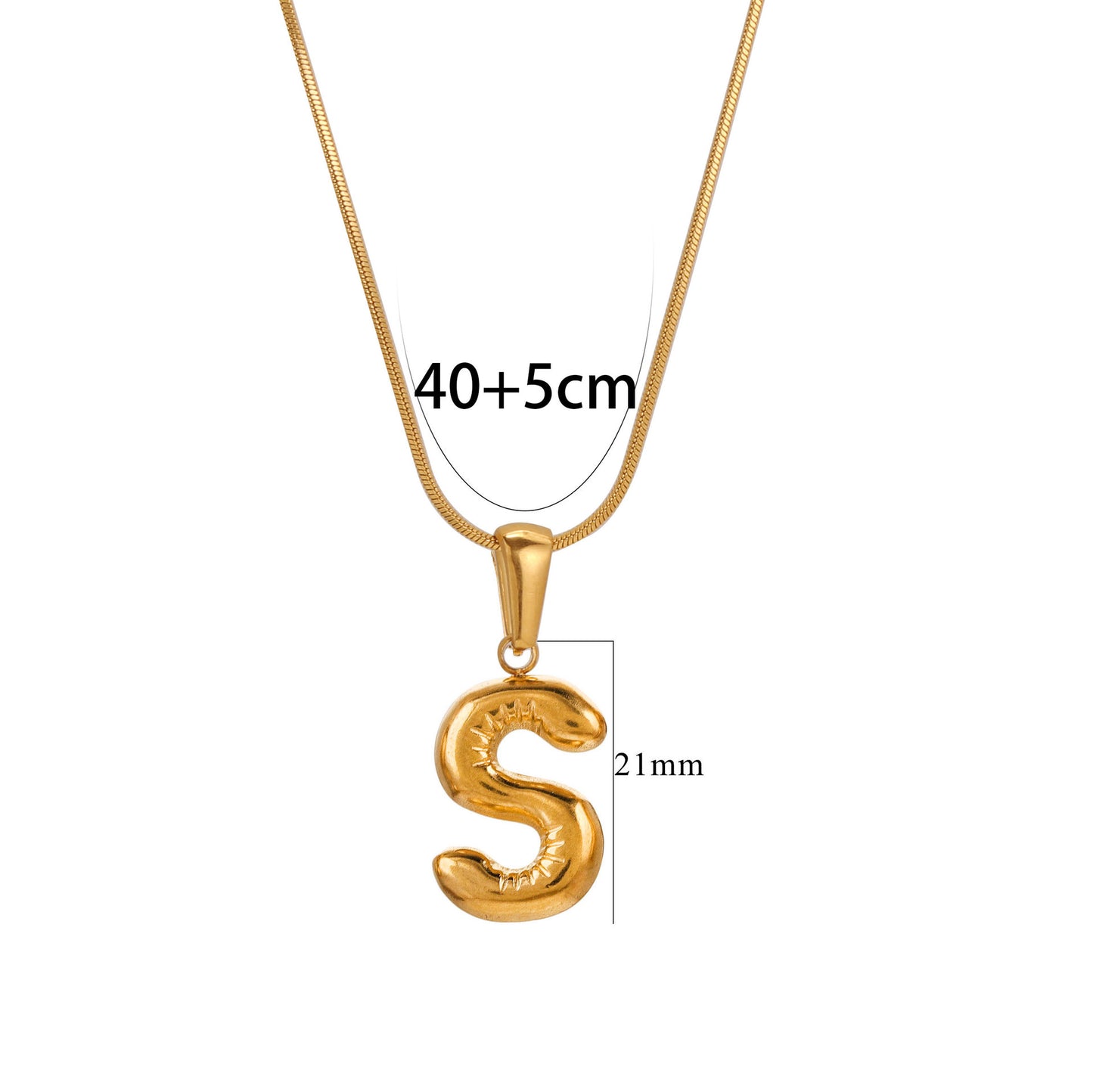 Collana con Pendente Rotondo Minimalista con Lettera per Donna e Uomo Acciaio Inossidabile con Placcatura in Oro 18K Design Geometrico Lucidato Ispirato ai Palloncini