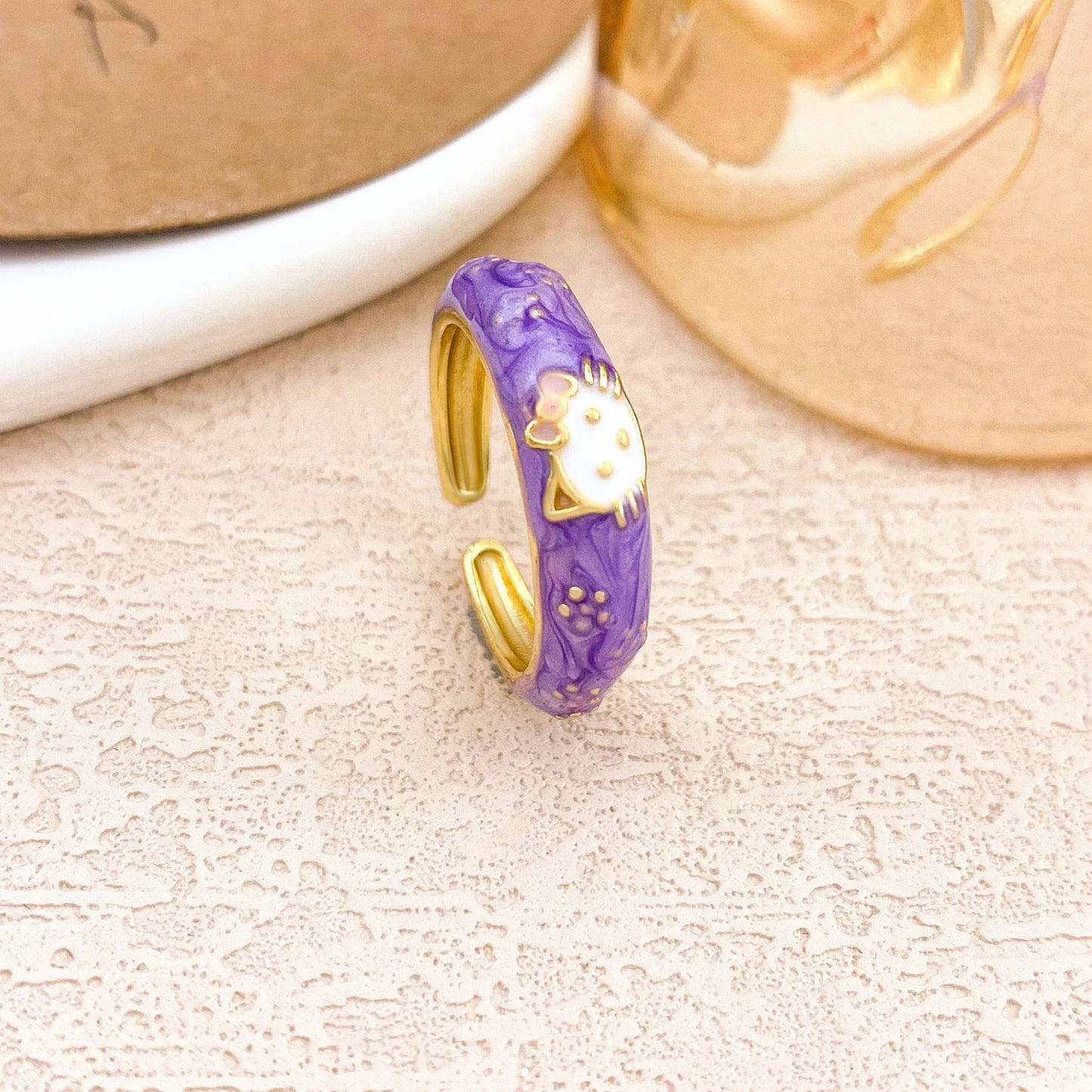 Sweet Floral Alloy Gold Plated Ring for Women