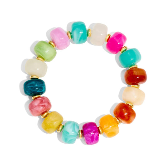 Bohemian Minimalist Geometric Round Resin Acrylic Beaded Bracelet for Women