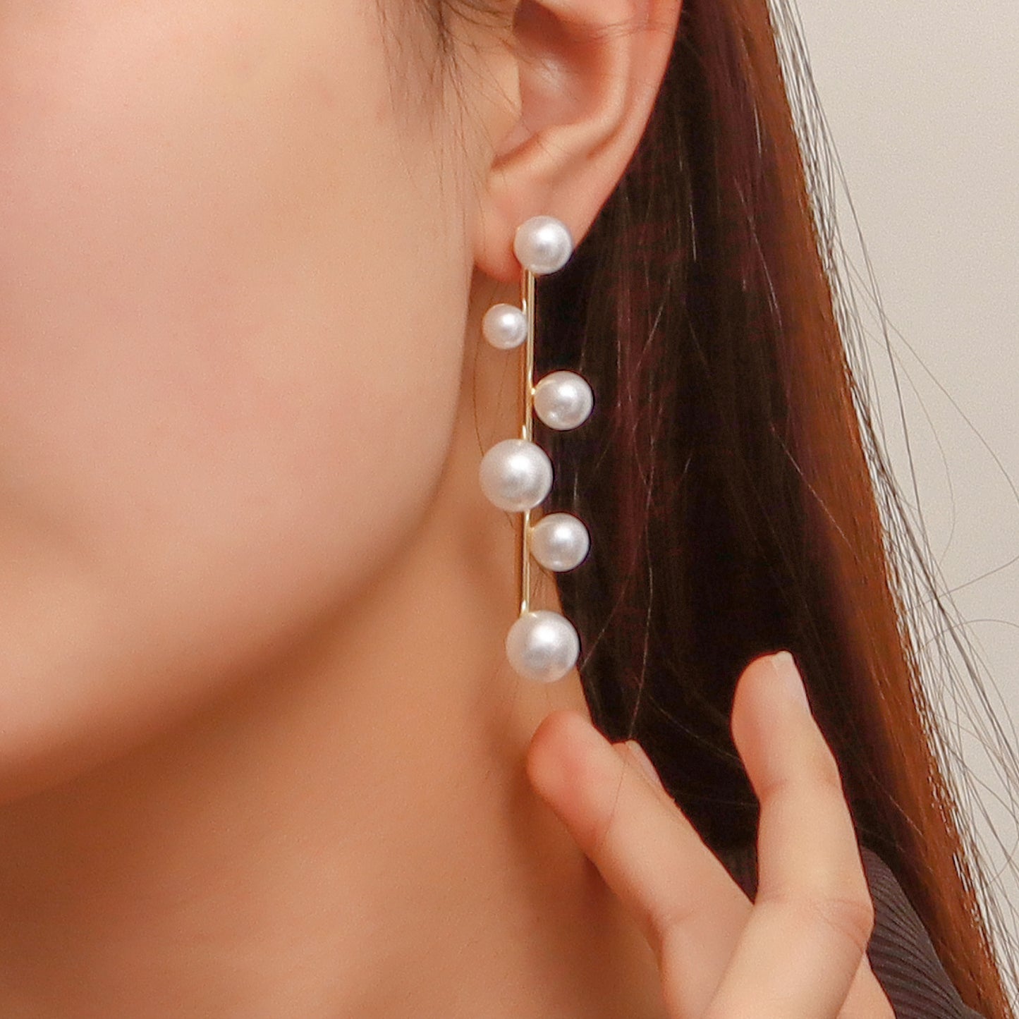 Minimalist Geometric Alloy Earrings with Plated Finish and Chain Tassel Detail