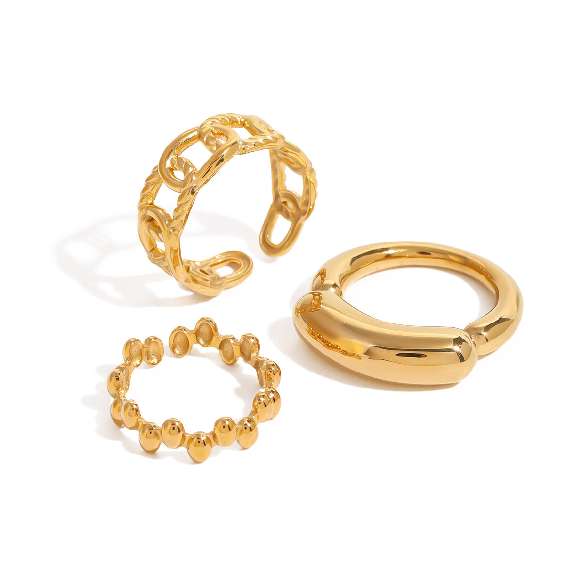 Geometric Stainless Steel Plated Ring for Women