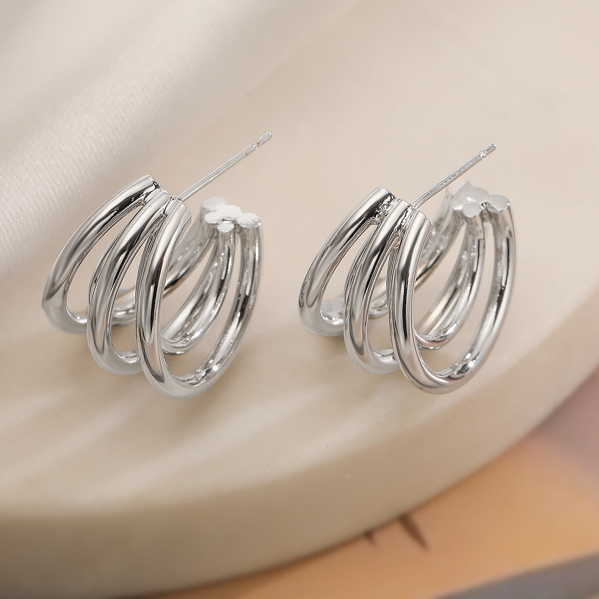 Minimalist Luxe Geometric Earrings for Women in Copper with 18K Gold Plating, Smooth Finish and Irregular Design