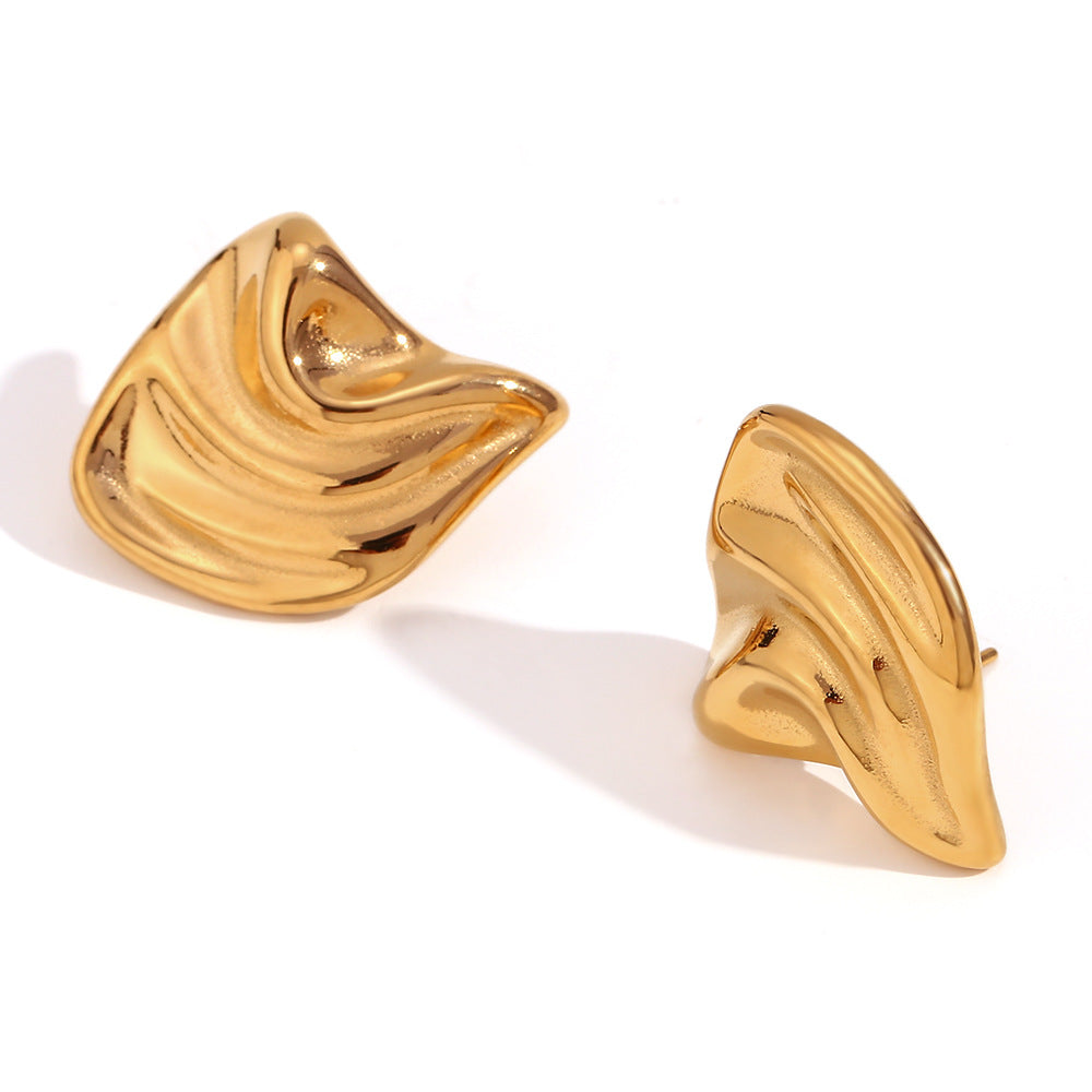 Pendientes de acero inoxidable de diseño geométrico minimalista moderno con baño de oro de 18 quilates para mujer