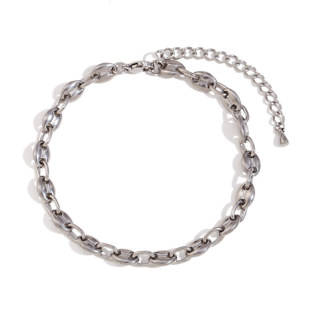 Cavigliera da donna geometrica minimalista in acciaio inossidabile con placcatura in oro 14K