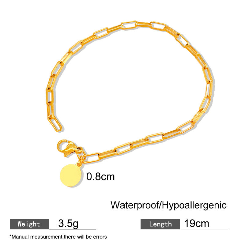 Minimalist Sweet Round Geometric Plated Titanium Steel Bracelet