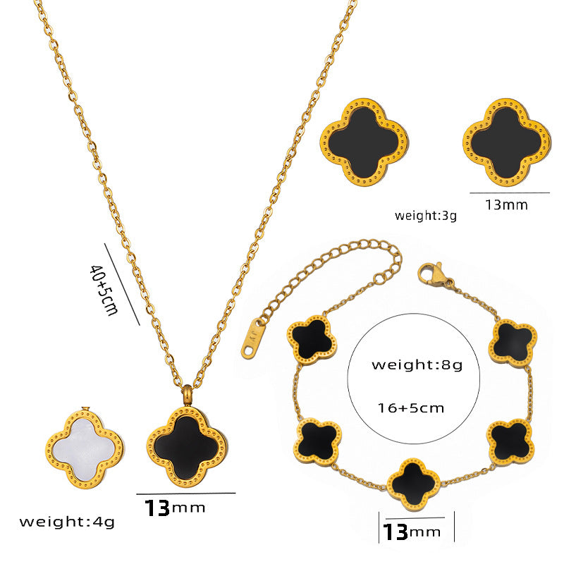 Set di Collane da Donna Minimaliste di Lusso con Cuore e Forme Geometriche in Acciaio al Titanio, Placcate Oro e con Catena a O