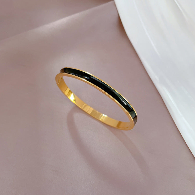 Minimalist Luxury Titanium Steel Bracelet with Enamel Finish for Women Vintage Inspired Stainless Steel Jewelry