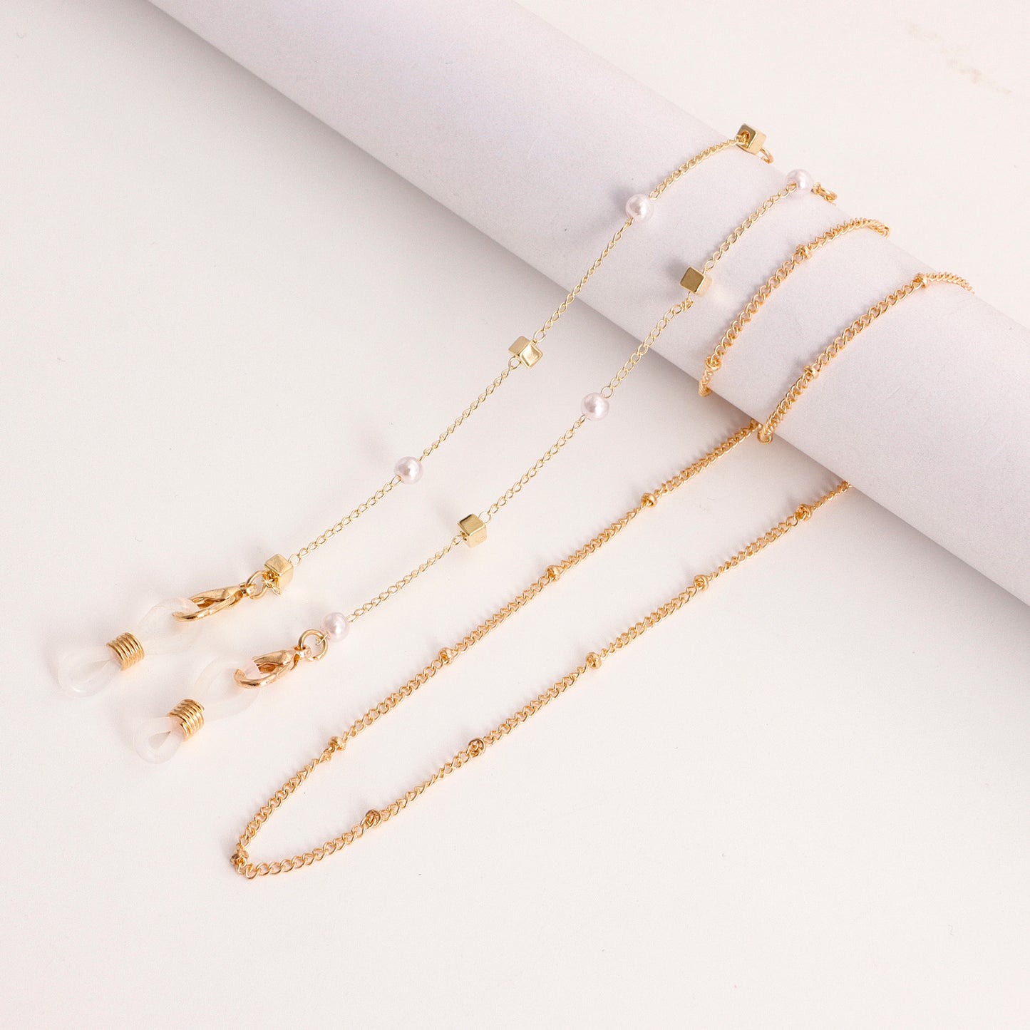 Evil Eye Imitation Pearl Alloy Mask Chain and Eyeglass Chain
