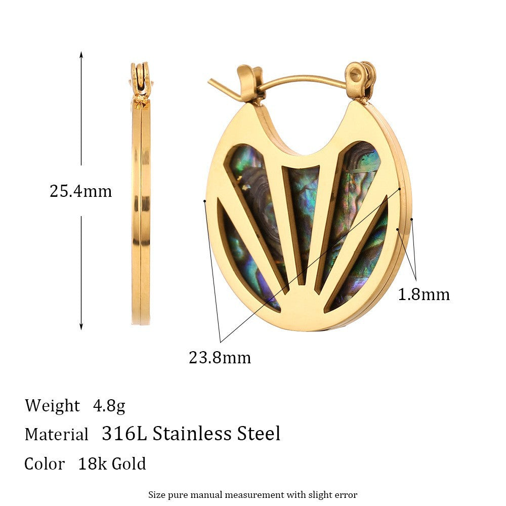Minimalist Luxe Bamboo-Textured Stainless Steel Hoop Earrings with 18K Gold Plating for Women