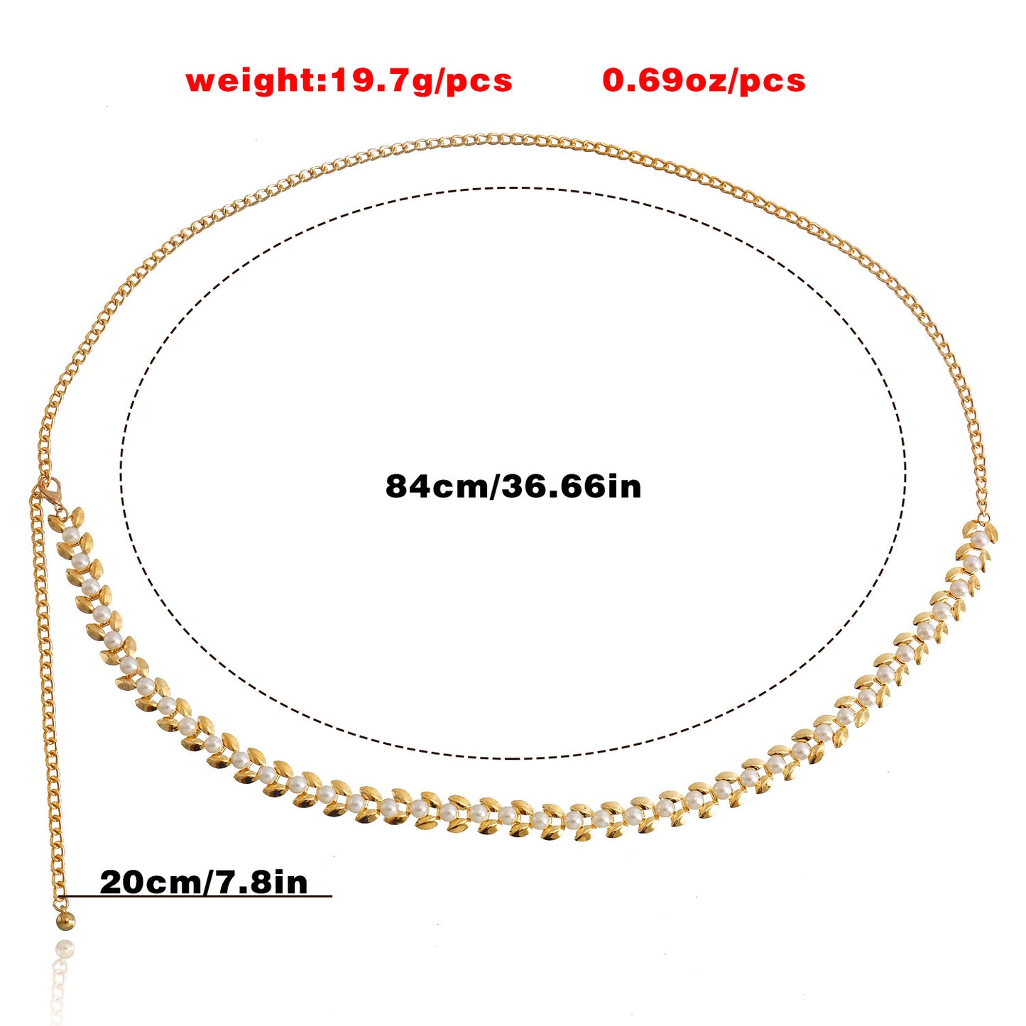 Sweet Punk Pearl Inlay Metal Body Chain for Women