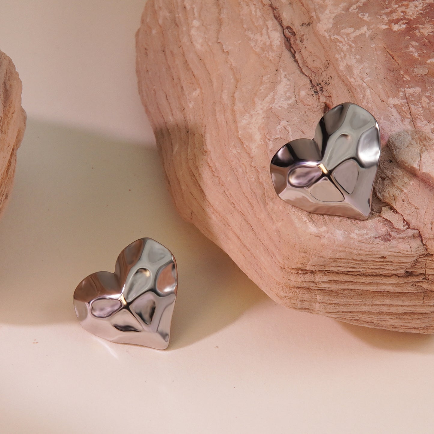 Sweet Heart Shaped Plated Stainless Steel Earrings for Women