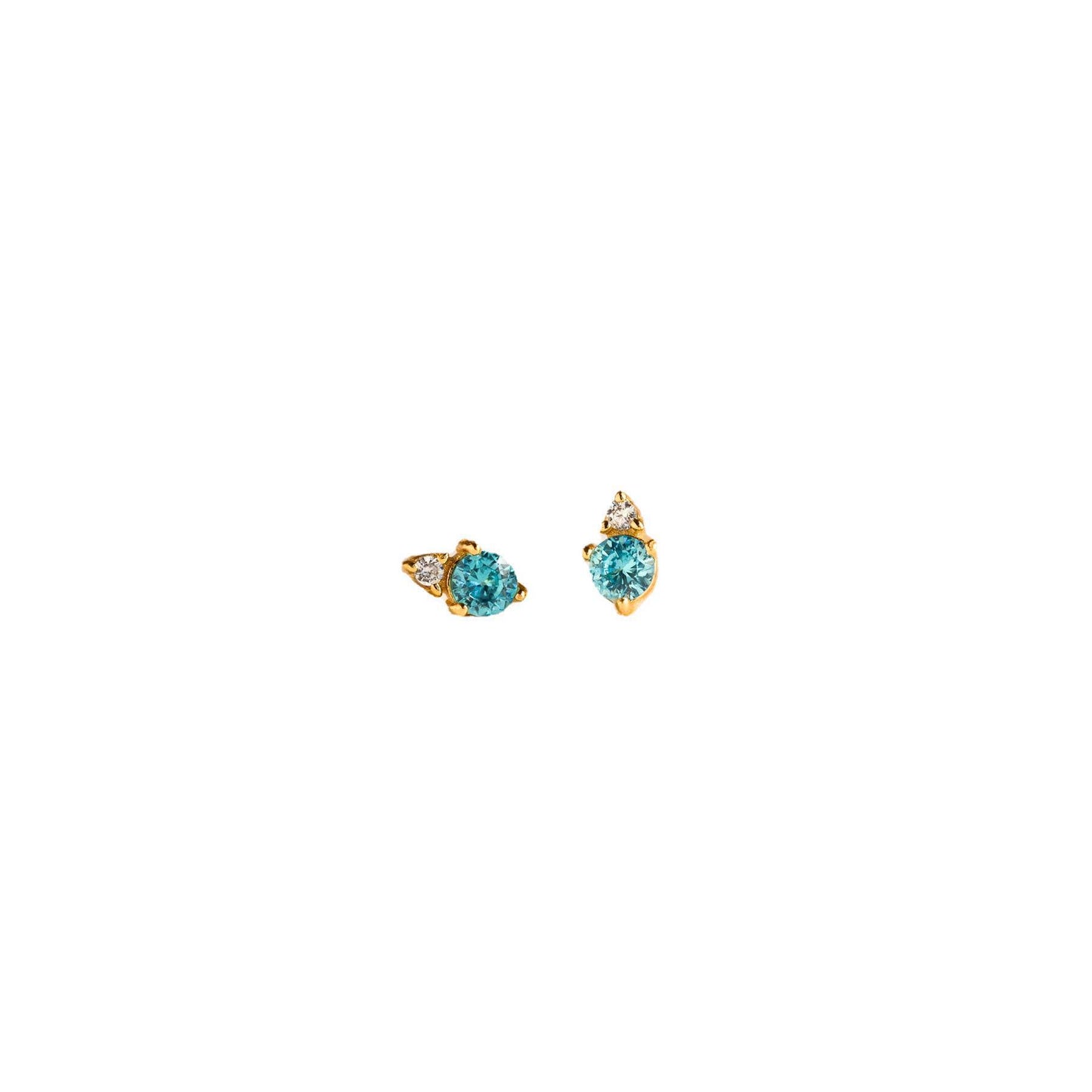 Minimalist Geometric Titanium Steel Gold-Plated Birthstone Stud Earrings with Zircon for December, Stainless Steel Post