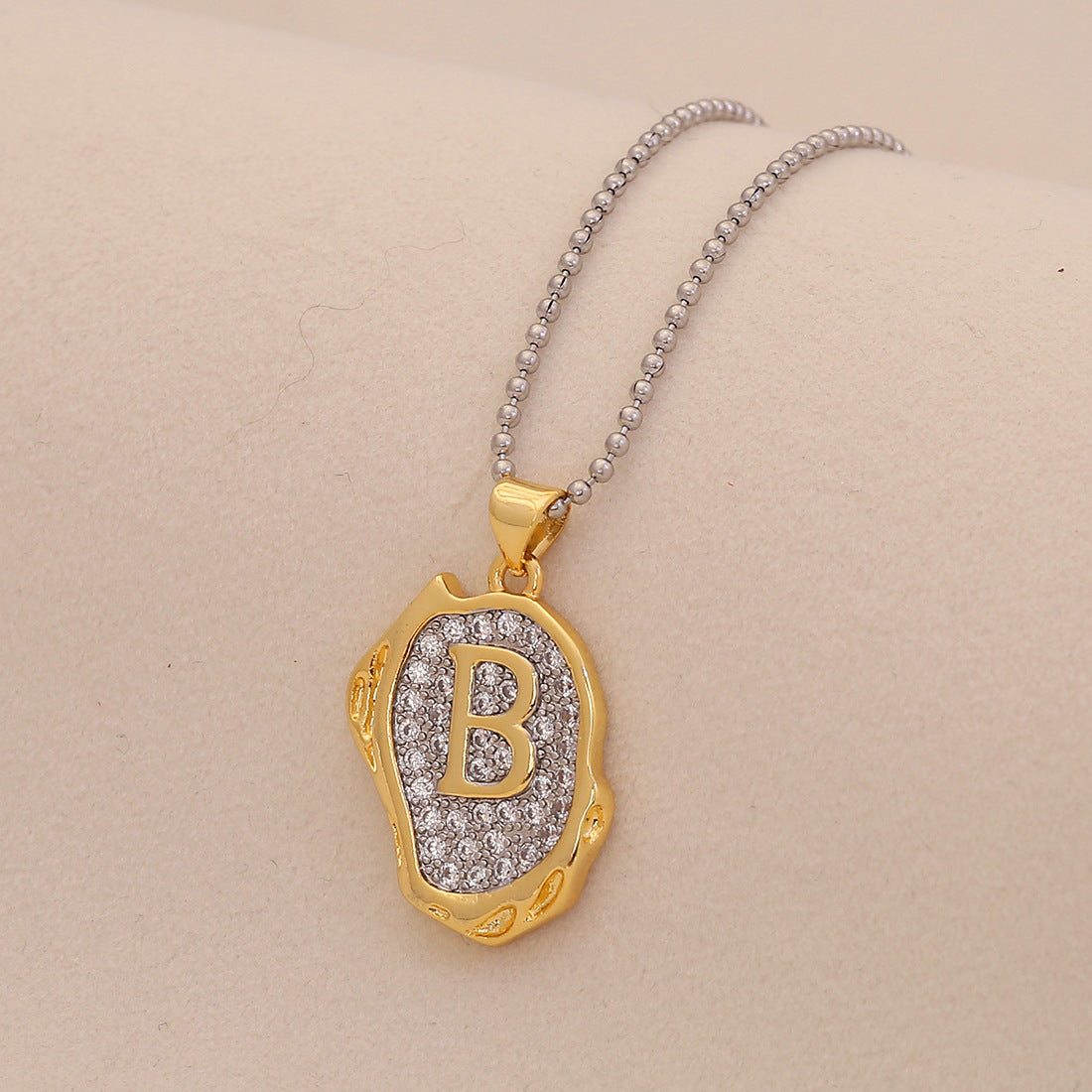 Retro Letter Pendant Necklace for Women in Brass with Minimalist Elegant Locket Style