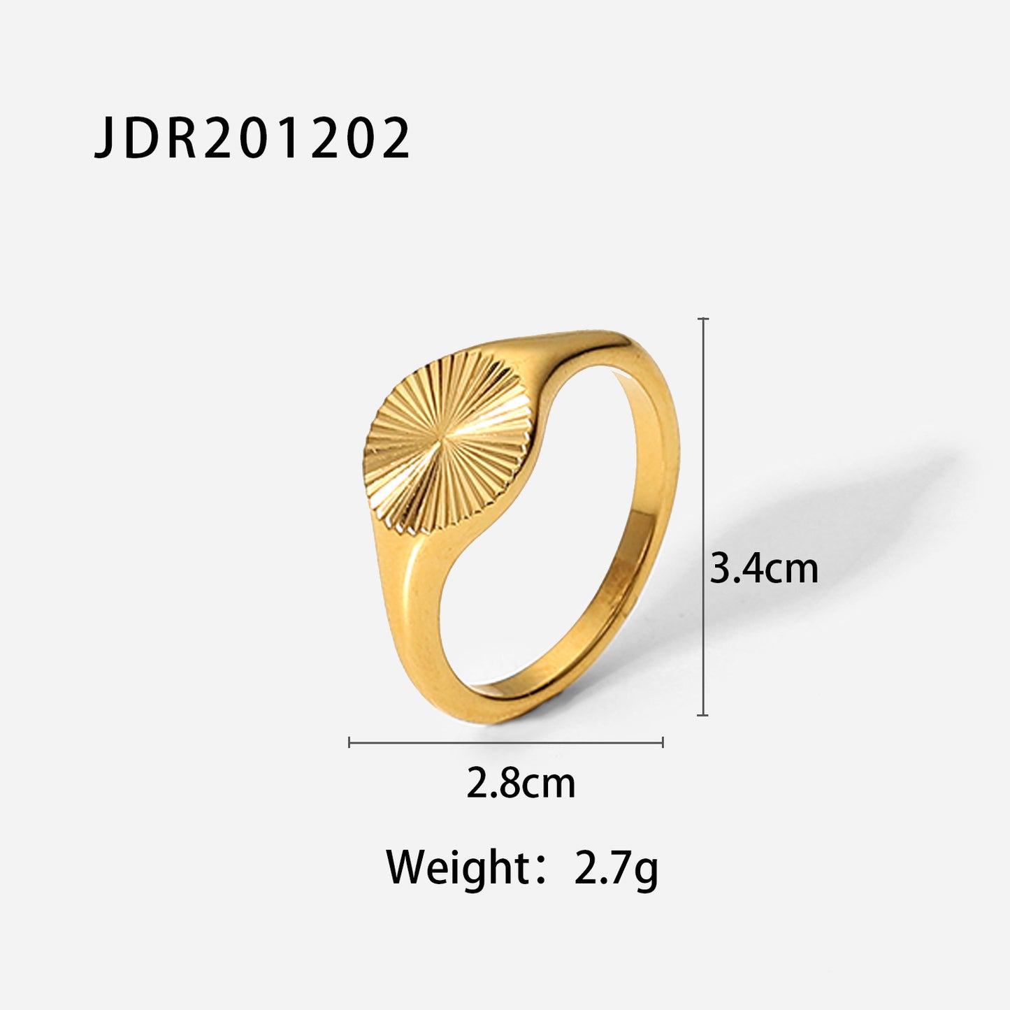 Minimalist Geometric Sun Ring for Women in Stainless Steel with 18K Gold IP Plating and High-Polish Finish