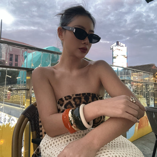 Bracciale placcato in resina stile vintage da donna