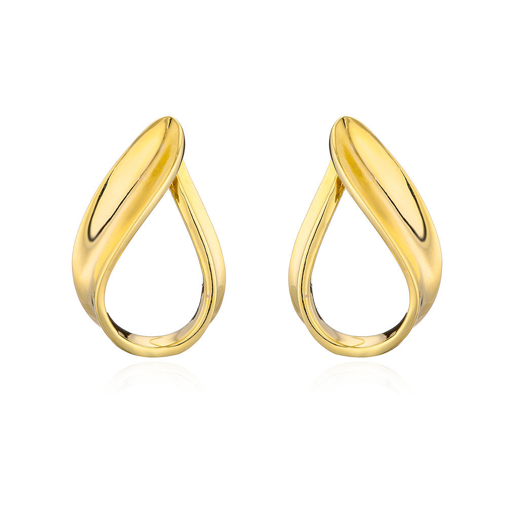 Minimalist Geometric Drop Earrings in Copper with 925 Sterling Silver Posts for Women