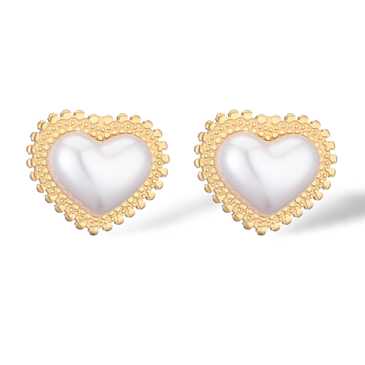Minimalist Heart-Shaped Stainless Steel Earrings with 18K Gold Plating for Women, Micro-Pave Set, Geometric Design, Versatile Fashion Accessory
