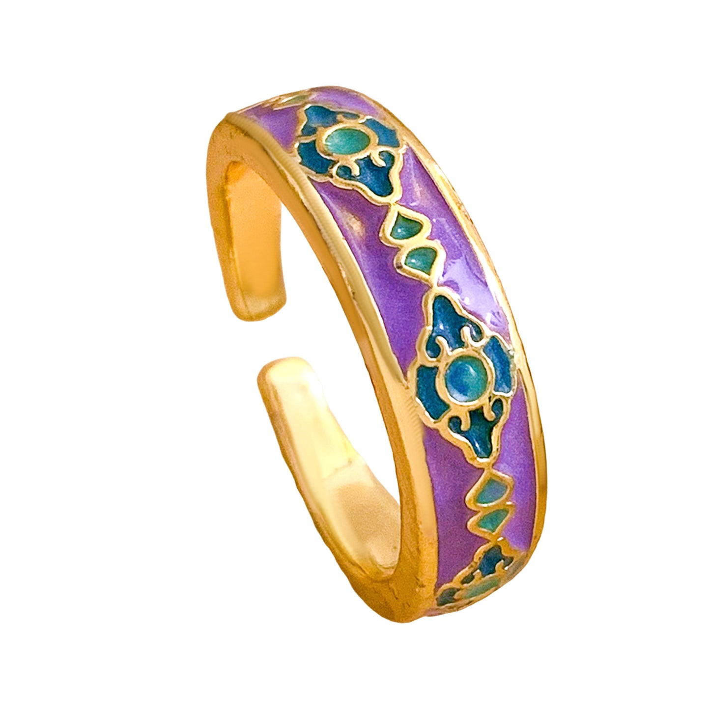 Vintage Sweet Geometric Polka Dot Gold Plated Brass Adjustable Ring for Women