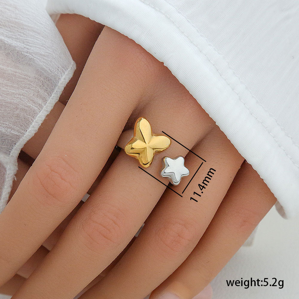 Anillo Ajustable Minimalista Geométrico de Acero Inoxidable con Baño de Oro para Mujer y Hombre